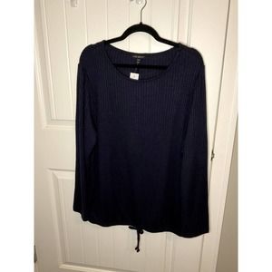 NWT Lane Bryant Navy Blue Waffle Knit Shirt 10/12